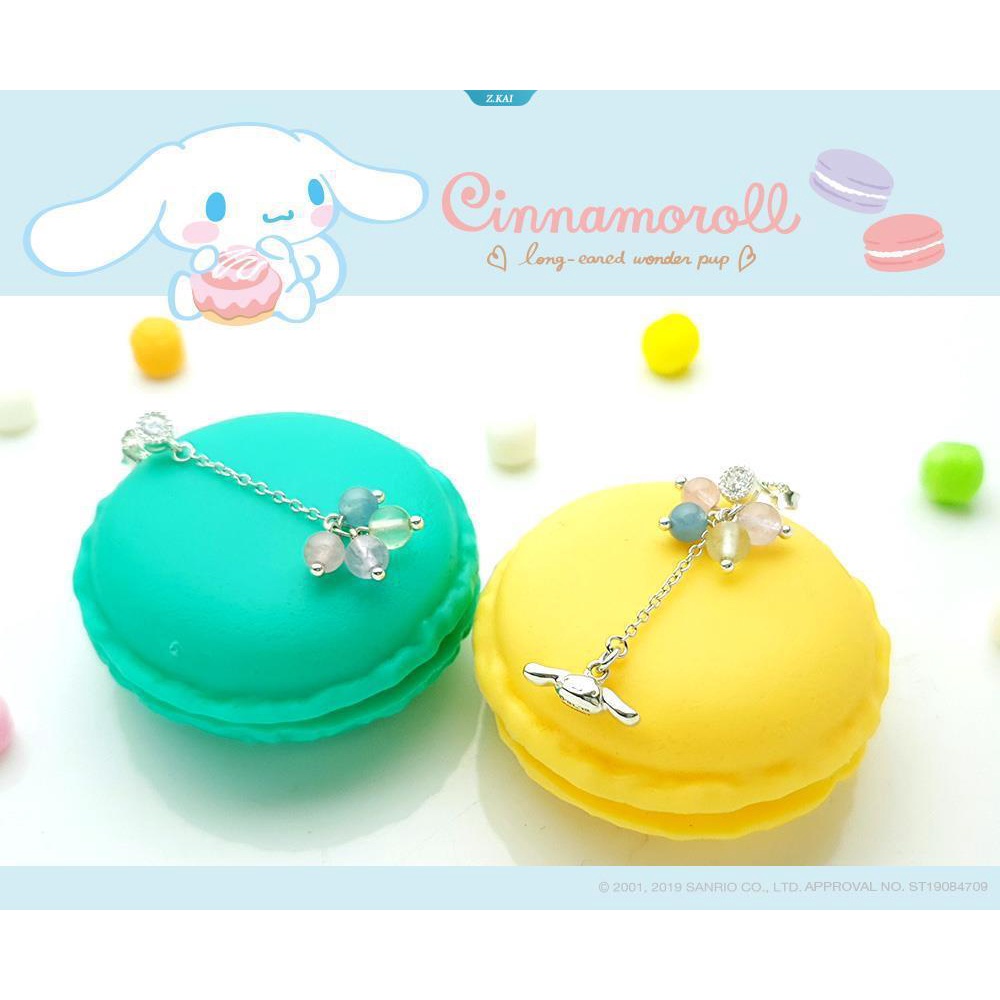 Sanrio Cinnamoroll Dessert Series-Macaron Sterling Silver Earrings Kwaii Perhiasan Gadis Fashion Mewah Pesta Hadiah Ulang Tahun [ZK]