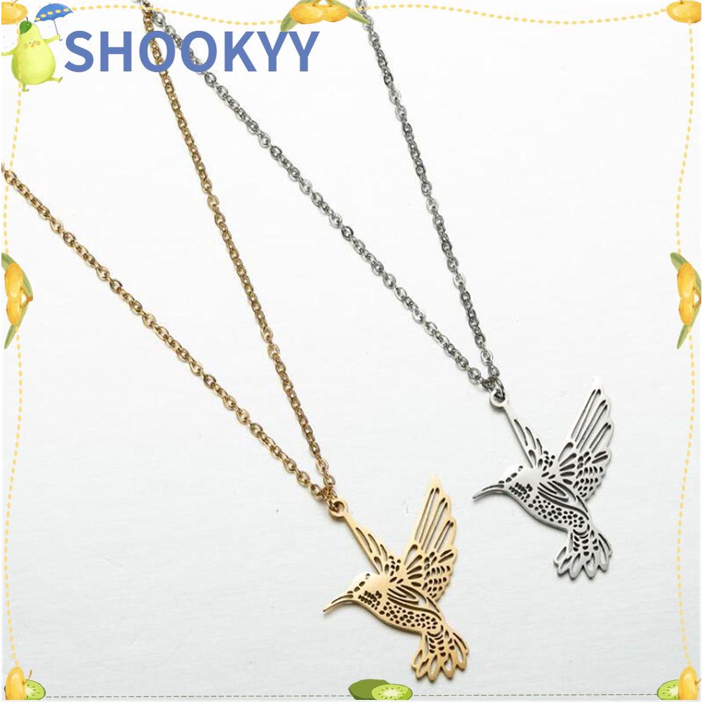 Chookyy Hummingbird Kalung Perhiasan Wanita Liontin Burung Emas