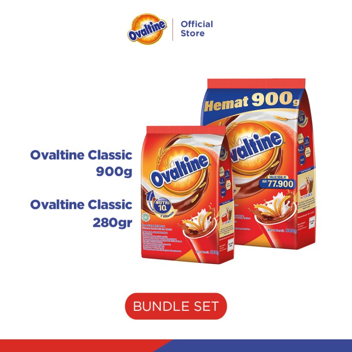 

Promo Terjangkau [Paket Bundle] Ovaltine Classic 900g dan Ovaltine Classic 280g