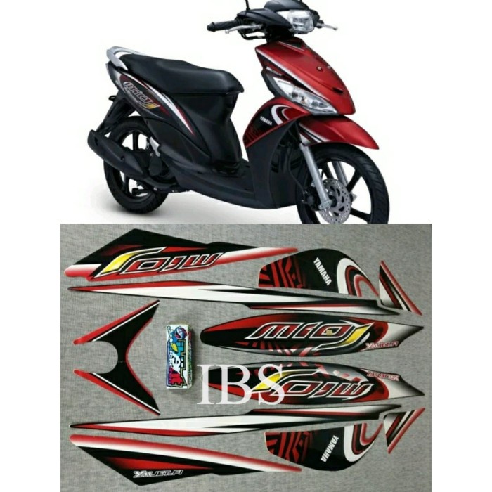 STRIPING MIO J SPORTY MERAH 2012 STIKER ORI YAMAHA POLET