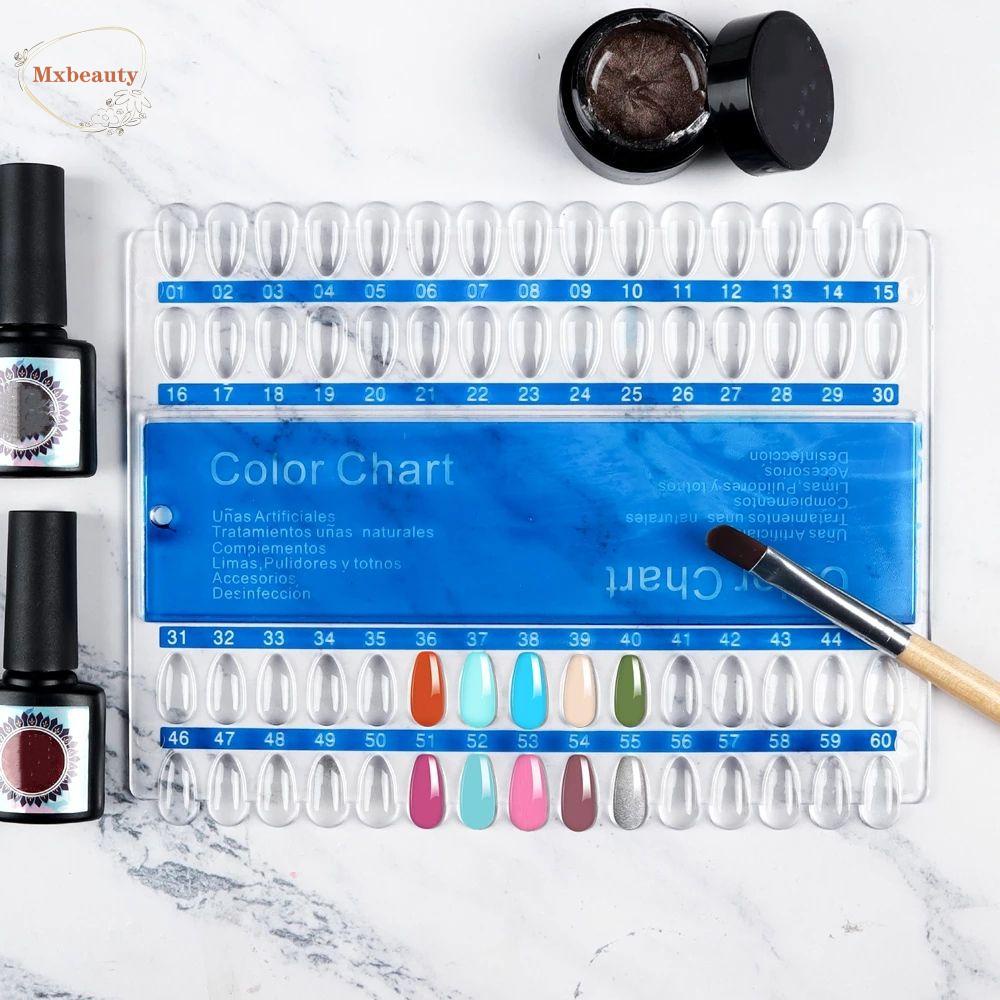 Mxbeauty Nail Color Card Transparan View Nail Color Number Display Lebih Jernih Kuku Palsu Papan Pajangan Kuku