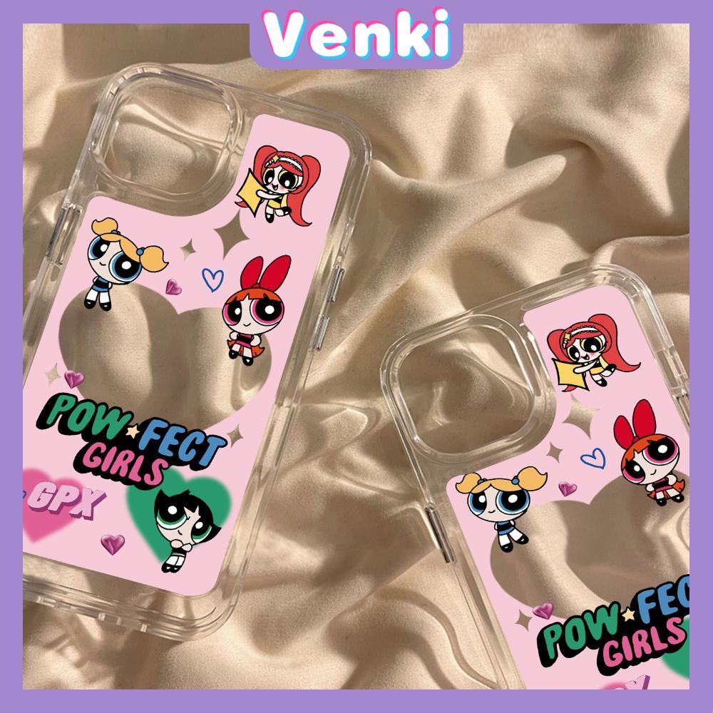 VENKI - Untuk iPhone 11 iPhone Case Bening Lubang Besar Ruang Case TPU Soft Shell Shockproof Protection Camera Lucu Kartun Gadis Kecil Kompatibel dengan iPhone 14 13 Pro max 12 Pro Max xr