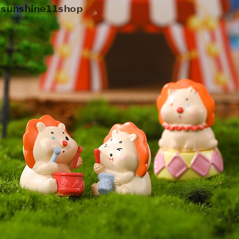 Sho Patung Mini Hewan Lucu Kartun Singa Kecil Sirkus Kerajinan Ornamen Lanskap Mikro Untuk Dekorasi Rumah Dekorasi Desktop N