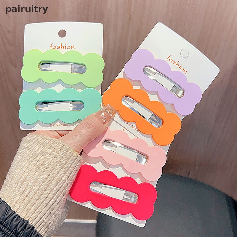 Prt 2Pcs Set 8cm Panjang Warna Solid Oblong Gelombang Besar Jepit Rambut Untuk Gadis Wanita Lucu Kawaii Jepit Rambut Manis Aksesoris Fashion PRT