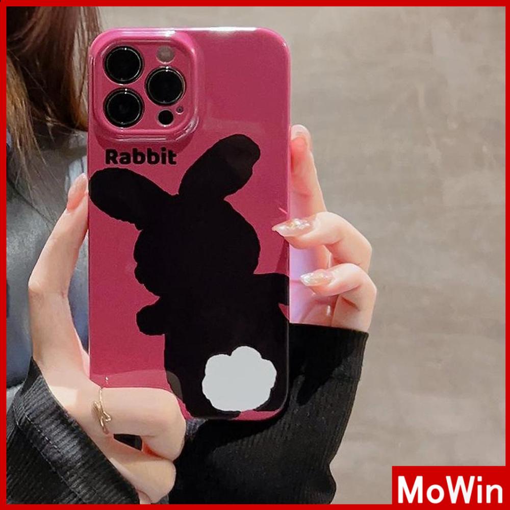 Case iPhone 14 Pro Max iPhone Case Cream Glossy Soft Case TPU Tahan Guncangan Kamera Case Perlindungan Cute Black Bunny Kompatibel dengan iPhone 13 Pro Max 12 Pro Max 11 Xr Xs Max 7 8Plus