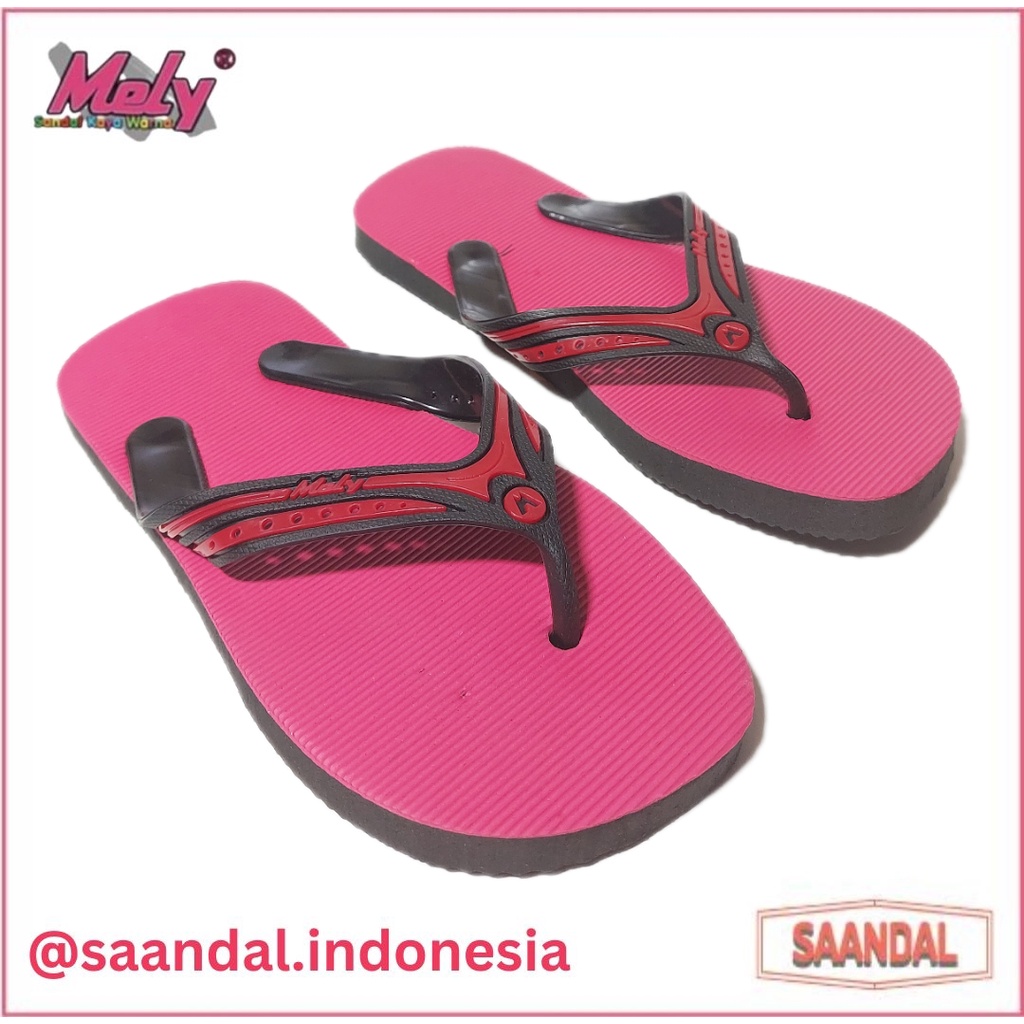 Sandal Jepit Karet Mely Pria Wanita Anak Warna Polos Kualitas Export