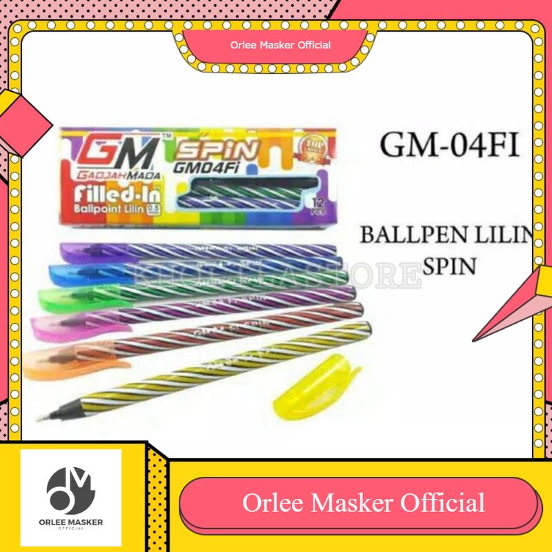 BOLPOIN LILIN GM SPIN/ BOLPEN ULIR GADJAH MADA spin gm04Fi ORIGINAL 1 LUSIN (ISI 12) / bolpoin gel / bolpen lilin 0,5 / bolpoin ulir tebal / bolpen gadjahmada