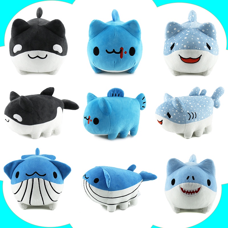 5pcs Aphmau Meow Meong Kucing Kartun Lucu Mainan Mewah 20 cm Ocean cat worm Ikan Cacing Boneka