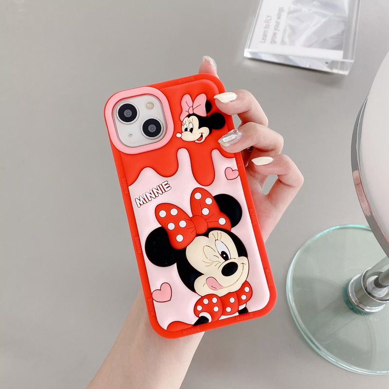 Stereoscopic Cute Ice Cream Minnie Silicone Soft Case for IPhone 11 12 13 14 Pro Max TPU Phone CASE Cute Pretty Girl's Fashion