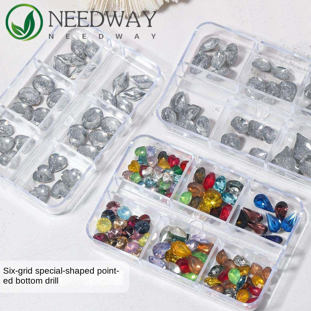 Needway   Kuku Berlian Imitasi Fashion Jepang Nail Art Cinta Hati Tetesan Air Berbentuk Manicure Aksesoris 3D Nail Art Drills