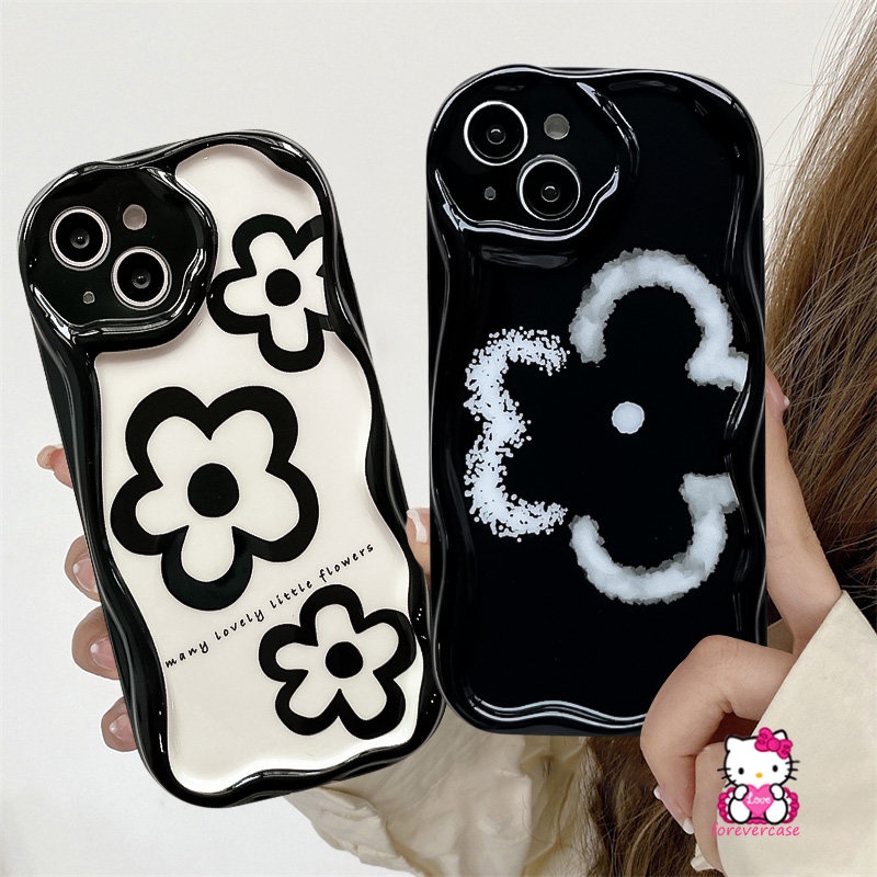 Casing Case Tepi Lengkung Bergelombang 3D Bunga Simple Untuk Oppo A17 A52 A17K A57 A74 A16 A77 A96 A3s A15s A12 A7 A77S A1K A16K A31 A95 A54 A55 A16s A76 A5s A15 Soft Cover Tahan Guncangan Glossy