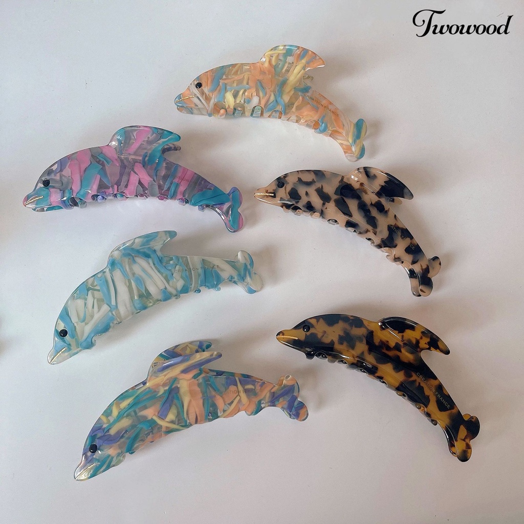 Twowood Wanita Hair Gripper Dolphin Shape Hair Claw Anti-slip Kuat Cakar Cross Gigi Hiasan Merapikan Rambut Klip Rambut Aksesori Rambut