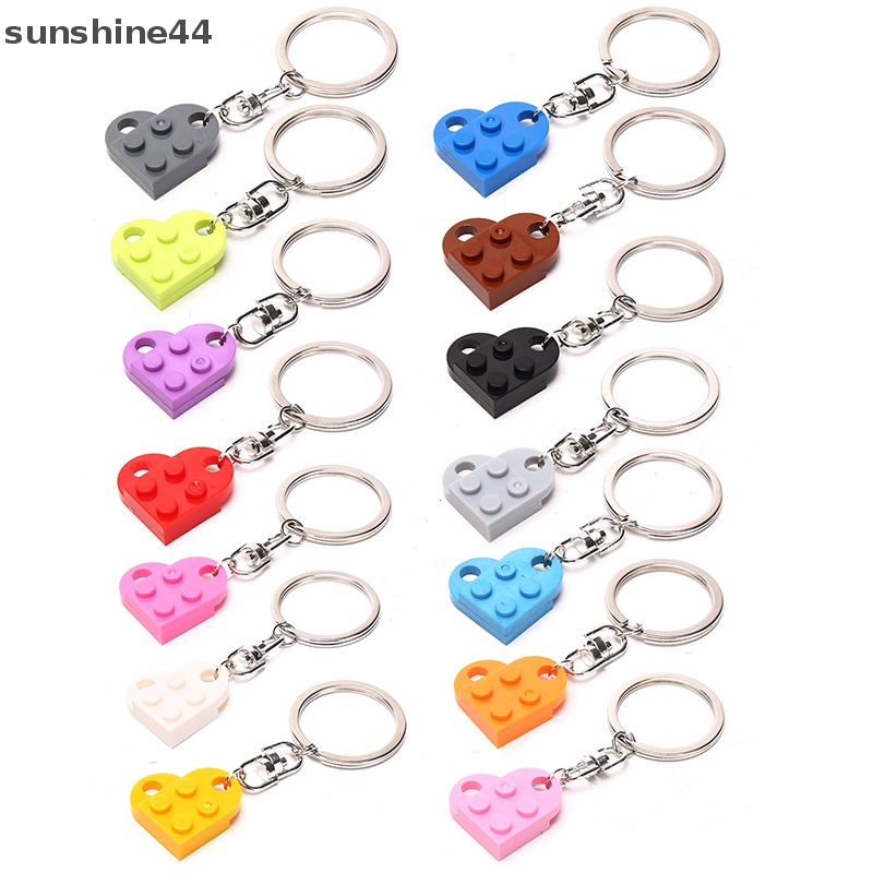 Sunshine 1PC Best Friend Keychain Brick Untuk Pasangan Persahabatan Split Heart Key Ring Hadiah ID