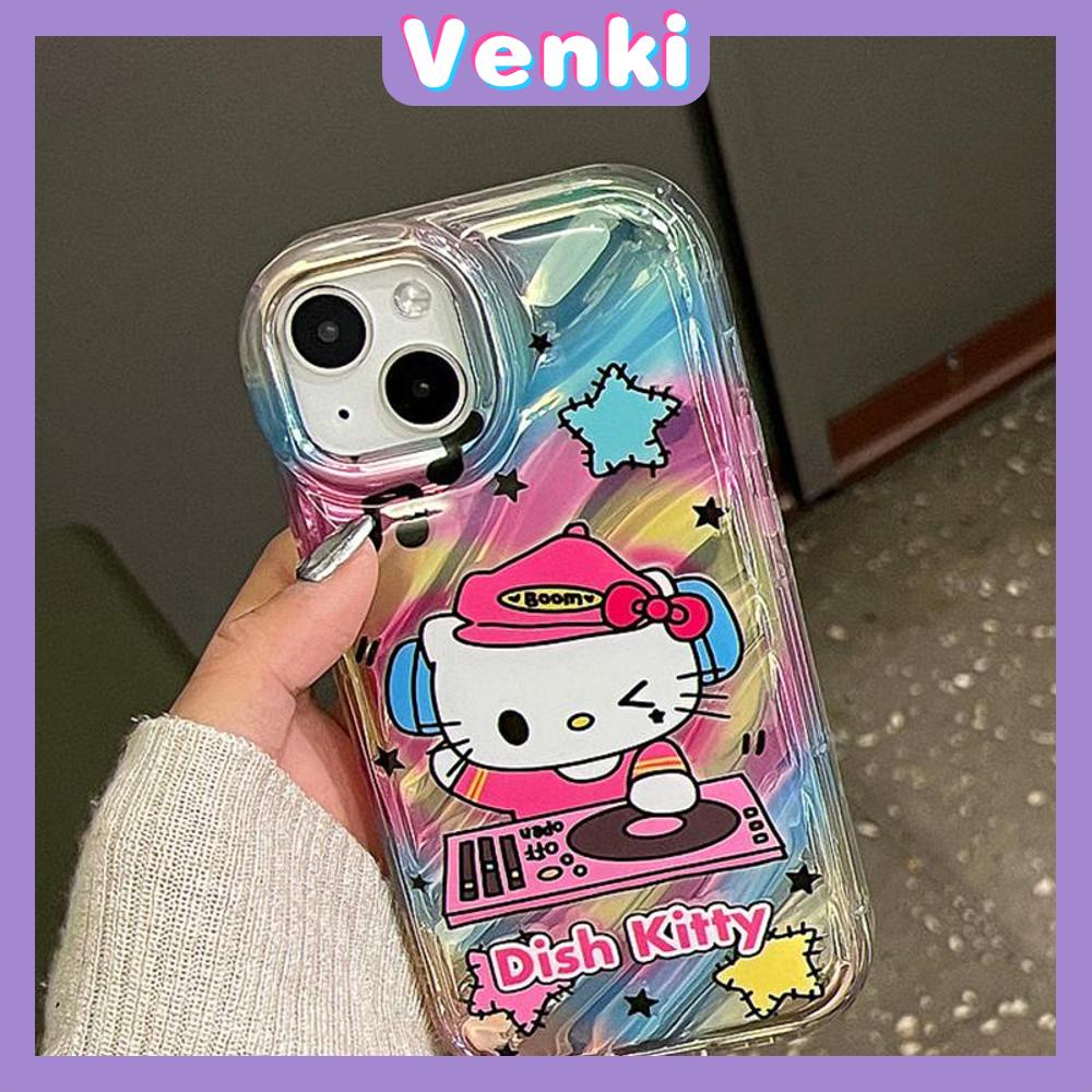 VENKI - Untuk iPhone 11 iPhone Case Laser Reflektif Bening Phone Case TPU Soft Shockproof Airbag Case Cute Kartun Kucing Kompatibel dengan iPhone 14 13 Pro Max 12 Pro Max XR 7 8PLus