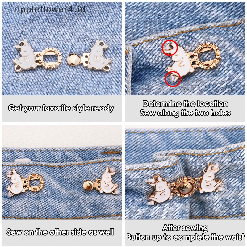 {rippleflower4.id} 1pasang Kancing Logam Sweater Cardigan Klip Rok Pinggang Berubah Kancing Adjustable~