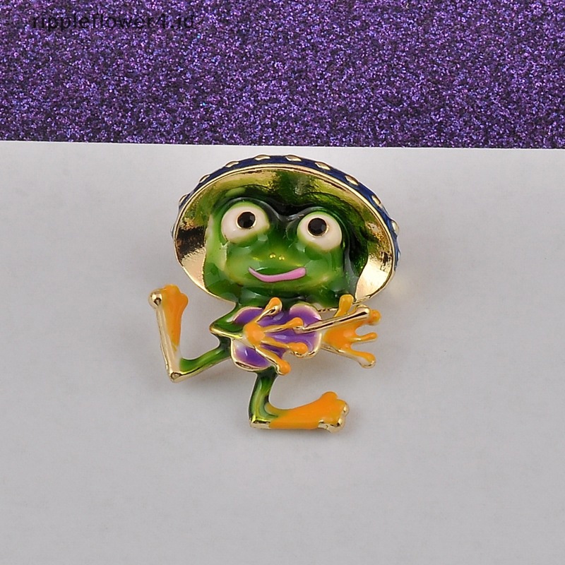 {rippleflower4.id} Mode Baru Kartun Kodok Bros Lucu Bermain Gitar Katak Bros Untuk Wanita Hewan Pin Musik Perhiasan Badages Vintage Bros Aksesoris Perhiasan Pesta~
