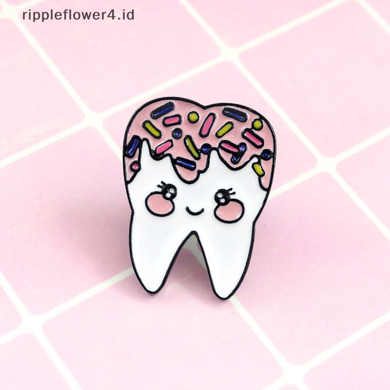 {rippleflower4.id} Lucu Kartun Gigi Malu Enamel Bros Pin Manis Indah Tetesan Minyak Bros Kerah Lencana Keperawatan Perhiasan Hadiah Aksesoris~