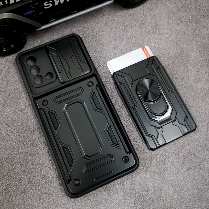 Oppo A74 4G - Oppo A95 4G - CardX Flip Lens Card Ring Armor Case Shockproof