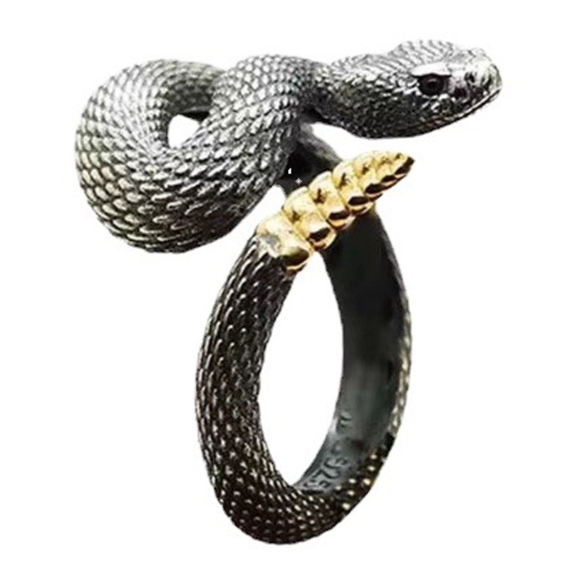 New Fshion Rattlesnake Rings For Woman Man Vintage Snake Laki Perempuan Cincin Punk Goth Pasangan Desain Pesta Perhiasan Hadiah Mewah