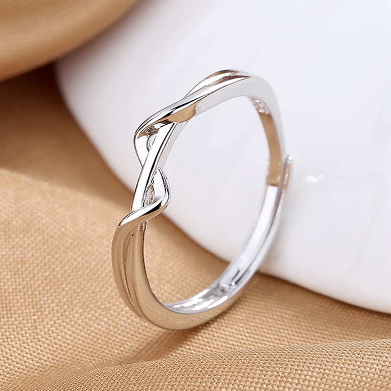 Cincin Garis Berbentuk Tidak Teratur Warna Silver Untuk Wanita Temperamen Sederhana Cincin Yang Dapat Disesuaikan Semua Pertandingan Perhiasan