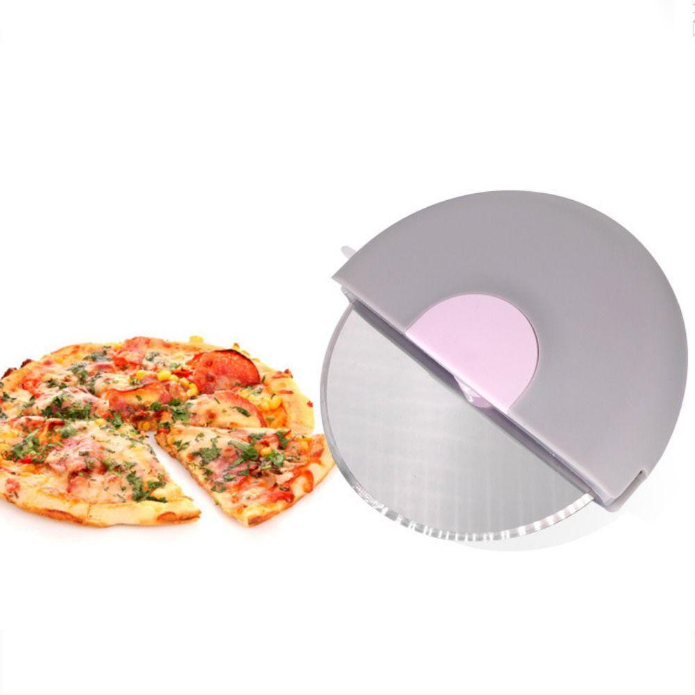 [Elegan] Pizza Slicer Portable Washable Pegangan Melengkung Dengan Tutup Tajam Untuk Adonan Pastry Pancake Cutter