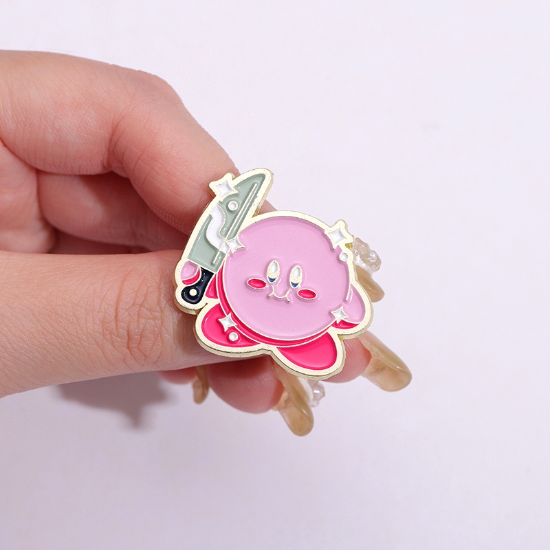 Bintang Kirby Bros Alloy Jepang Lapel Pin Lucu Anime Pasangan Lencana Kartun Tas Aksesoris