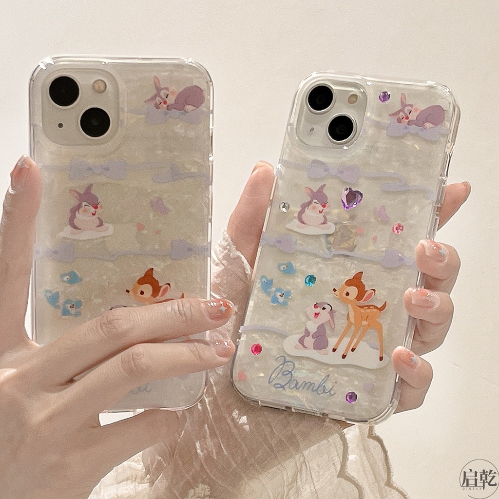Ins Fawn Bambi Cocok Untuk iPhone 14 Pro Max Casing Ponsel iPhone Double-layer Motif Printing Kompatibel Dengan Iphone13 13pro 13prm iPhone 11 11pro 14plus 12Pro Max Casing Ponsel TPU Tahan Guncangan