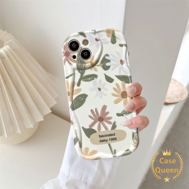 Cat Air Fresh Flowers Green Glossy Back Case Untuk Redmi 9C NFC A1 9C 10A 9A 10 A2 Redmi Note8 11 9 11s Terpesona Daisy Floral Pink Rose Flowers 3D Wavy Curved Edge Cover