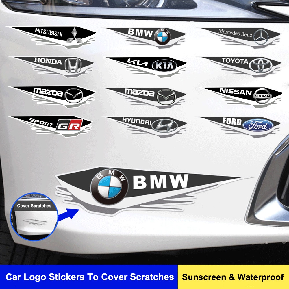 4pcs Stiker Logo Mobil Untuk Menutupi Goresan Styling Stiker Dekorasi Body Mobil Kreatif Decals Decor Aksesoris