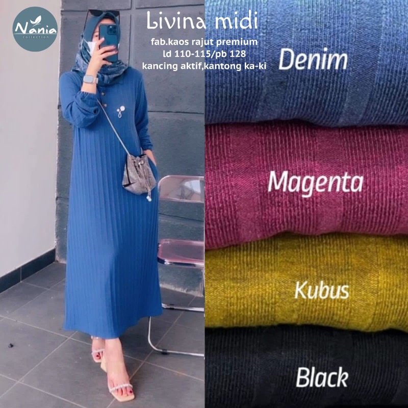 LIVINA MIDI ORI NANIA | Kaos Rajut Premium