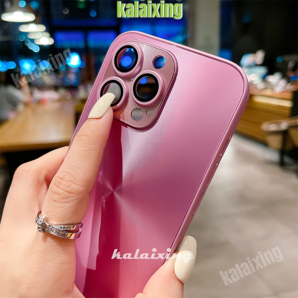 [Dengan Logo]cd Pattern Plating Phone Case Untuk iPhone 14pro Max 13pro 12 Pro Max11 Dengan film Lensa HD Casing Pink