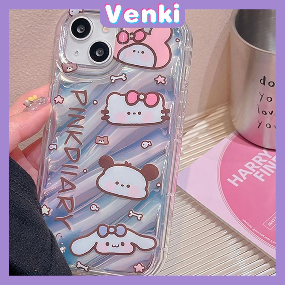 VENKI - Untuk iPhone 11 iPhone Case Laser Reflektif Bening Ponsel Case TPU Lembut Shockproof Airbag Case Lucu Kartun Kucing Kompatibel dengan iPhone 14 13 Pro max 12 Pro Max XR XR 7 8Plus