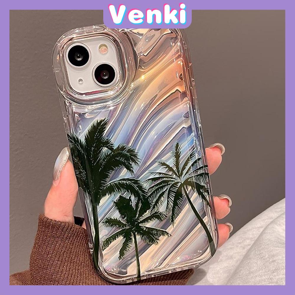 VENKI - Untuk iPhone 11 iPhone Case Laser Reflektif Bening Phone Case TPU Soft Shockproof Airbag Phone Case Summer Coco Kompatibel dengan iPhone 14 13 Pro max 12 Pro Max XR XR 7 8Plus