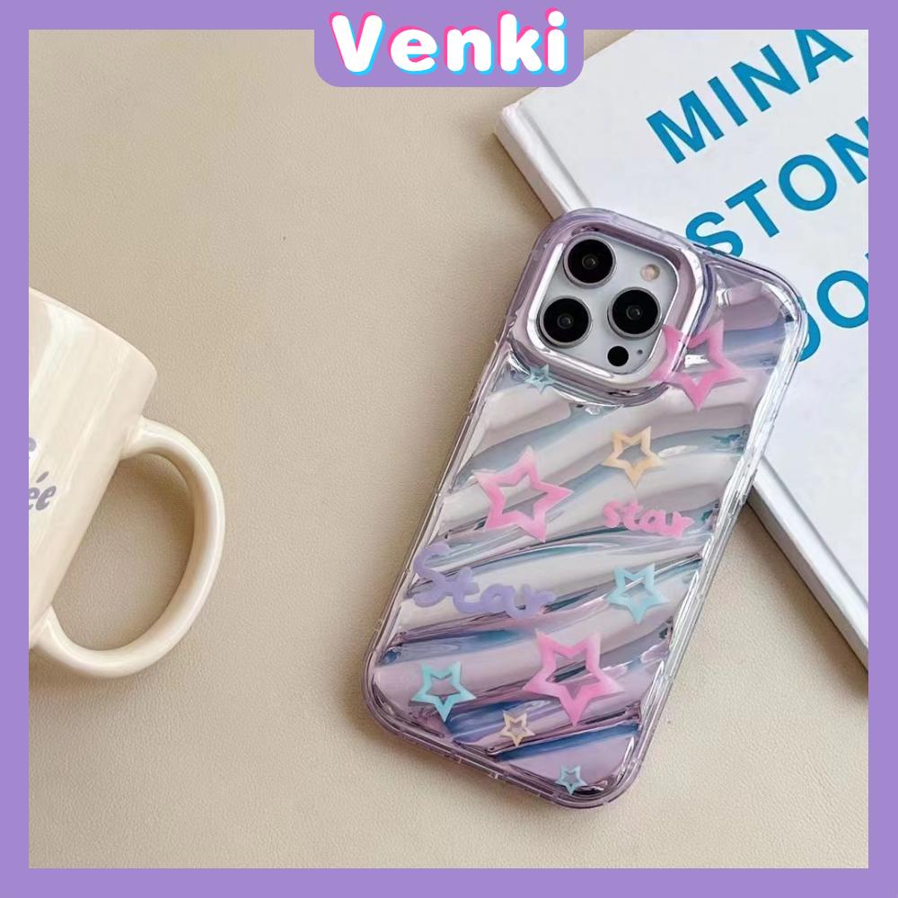 VENKI - Untuk iPhone 11 iPhone Case Laser Reflektif Bening Phone Case TPU Soft Shockproof Airbag Case Bintang Sederhana Kompatibel dengan iPhone 14 13 Pro Max 12 Pro Max XR XR 7Plus 8Plus