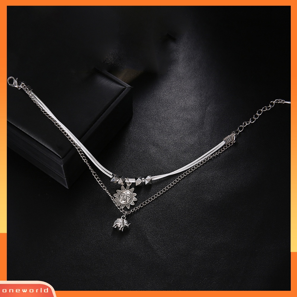 [WOD] Boho Lady Multi Layer Sun Elephant Charm Barefoot Sandal Kaki Gelang Kaki