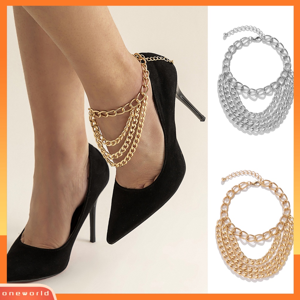 [WOD] Wanita Gelang Kaki Halus Hias Bohemian Multilayer Rumbai Sepatu Tumit Tinggi Hollow Out Rantai Anklet Untuk Pertunjukan Panggung