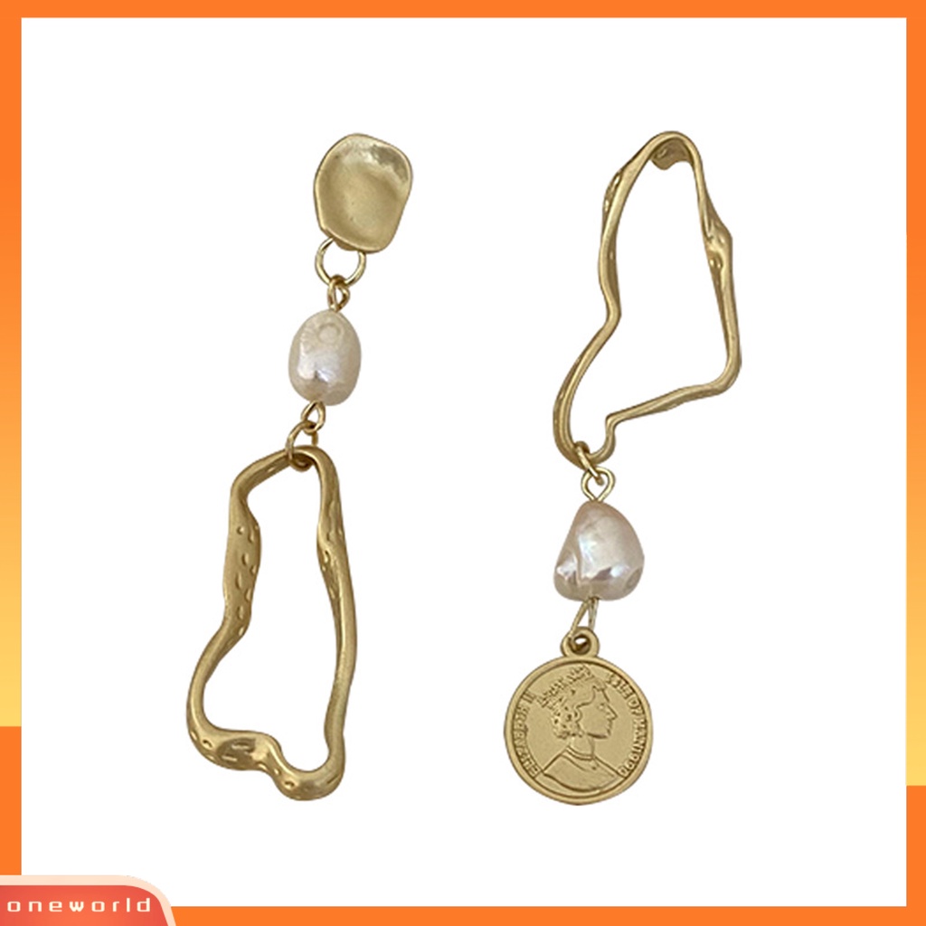 [WOD] 1pasang Anting Menjuntai Temperamen Hias Tidak Teratur Menarik Semua Pertandingan Perhiasan Hadiah Mutiara Imitasi Dekorasi Wanita Figure Wajah Bulat Liontin Drop Earrings Untuk Pacaran