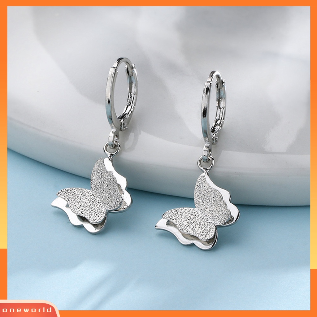 [WOD] 1pc Drop Earring Minimalis Hypoallergenic Elegan High Gloss Hadiah Fashion Perhiasan Matte Kupu Wanita Hoop Earring Untuk Pacaran