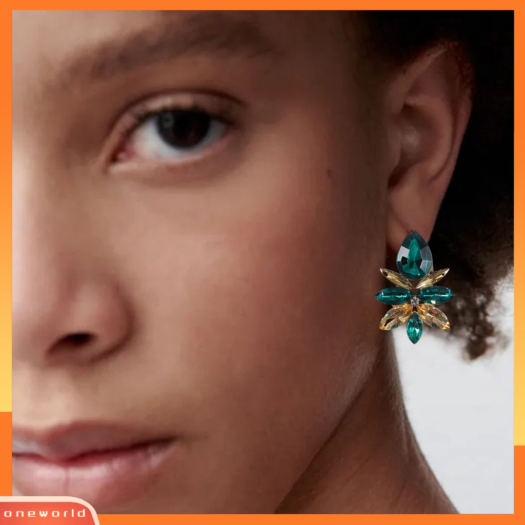 [WOD] 1pasang Anting Drop Wanita Indah Tahan Lama Alloy Fashion Mewah Berlian Imitasi Anting Tetesan Air Untuk Pesta