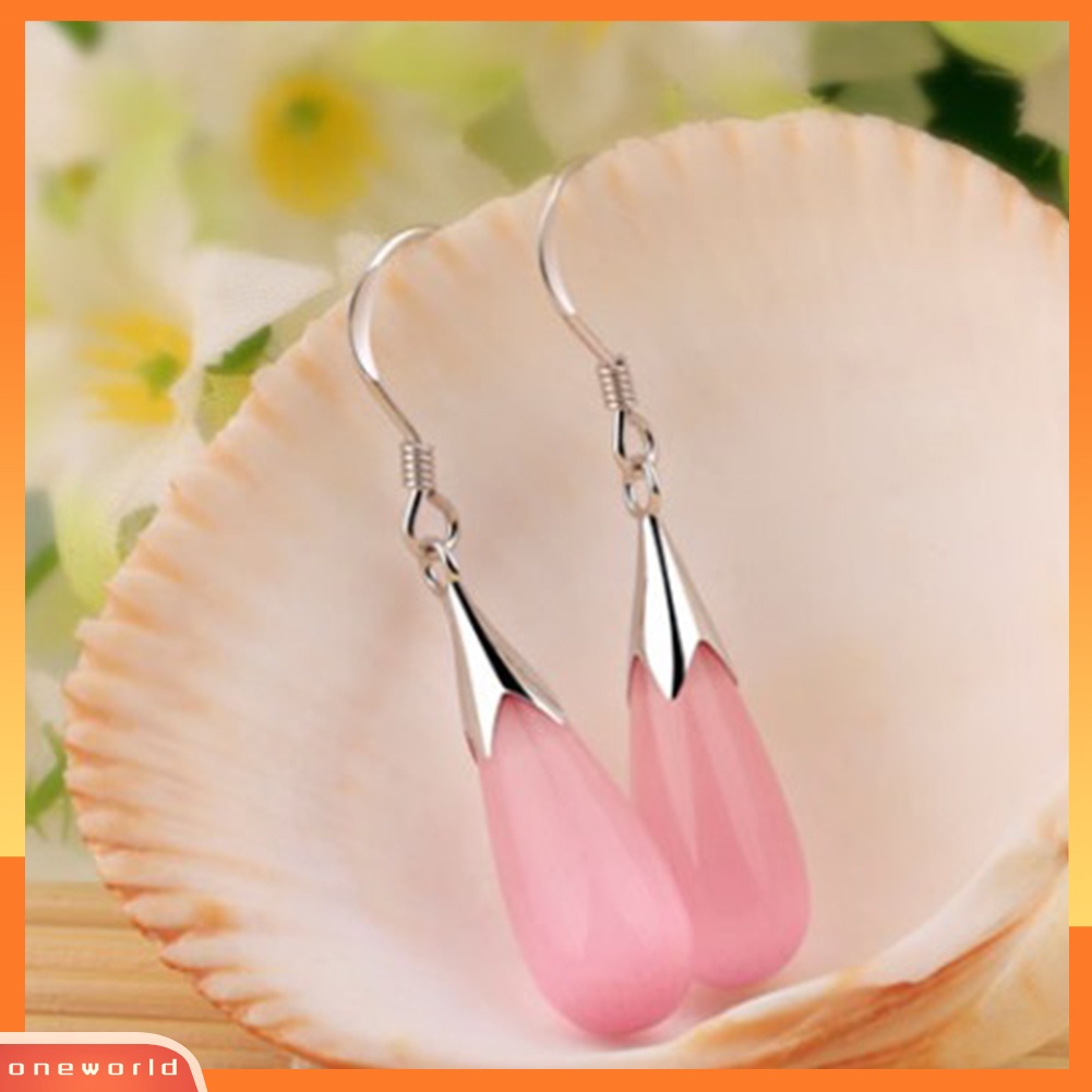 [WOD] Fashion Opal Waterdrop Anting Kait Bunga Daun Anting Perhiasan Untuk Wanita Hadiah