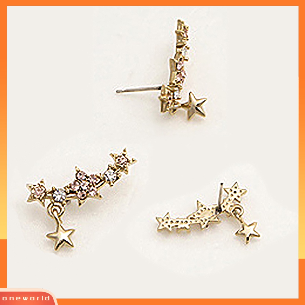 [WOD] 1pasang Ear Studs Piercing Perhiasan Hadiah Alloy Anting Liontin Bintang Berujung Lima Untuk Kehidupan Sehari-Hari