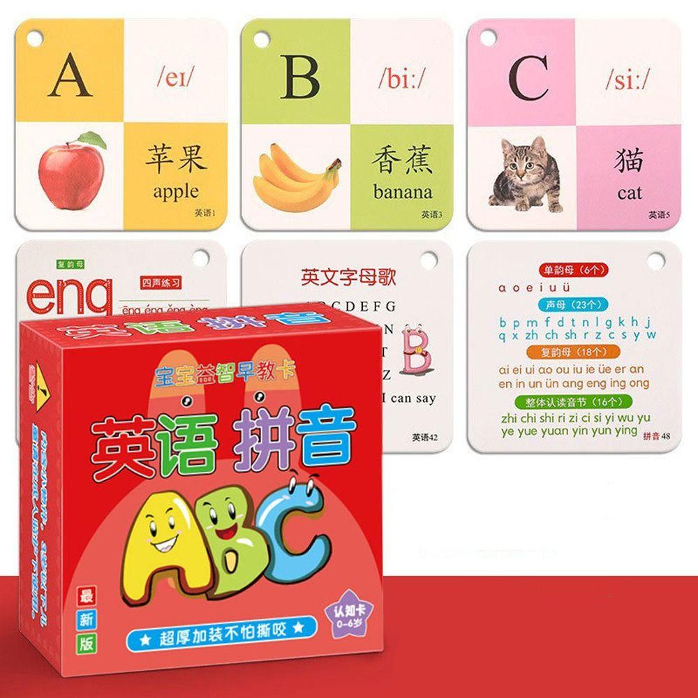 REBUY Rebuy Baby Learning Card English Learning Words Table Game Untuk Anak Laki-Laki Huruf Dua Sisi Mainan Matematika Anak Kartu Belajar Dini Makanan Kata Pocket Card Children Cognition Card