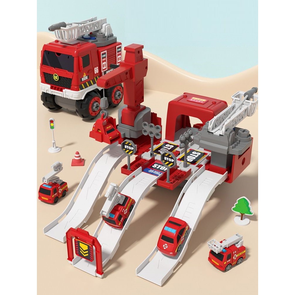 Mainan Anak SPRINKLER FIRE TRUCK 25 DIY Puzzle Assembly Pemadam Truck