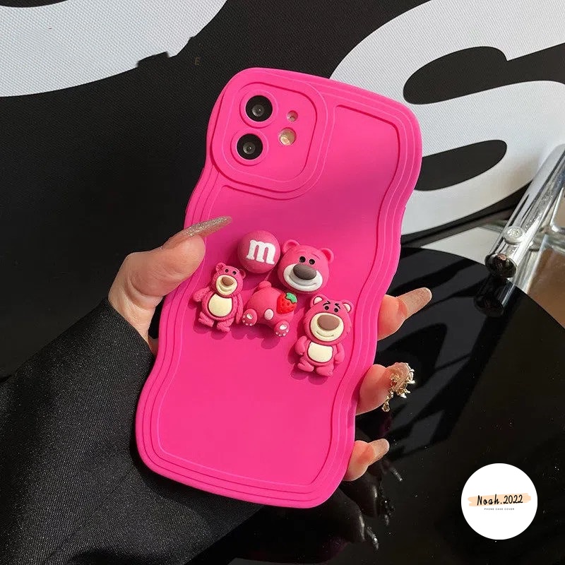 Case Untuk VIVO Y21s Y20 Y15s Y15 Y21 Y22 Y02 Y11 Y16 Y12 Y75 Y22s Y12i Y17 Y35 Y12s Y02s Y33s V25E V20 V21 Y91C Y15A Y91 Y30 3D Cute Manyo Decor Wavy Edge Case Dengan Gelang Manik