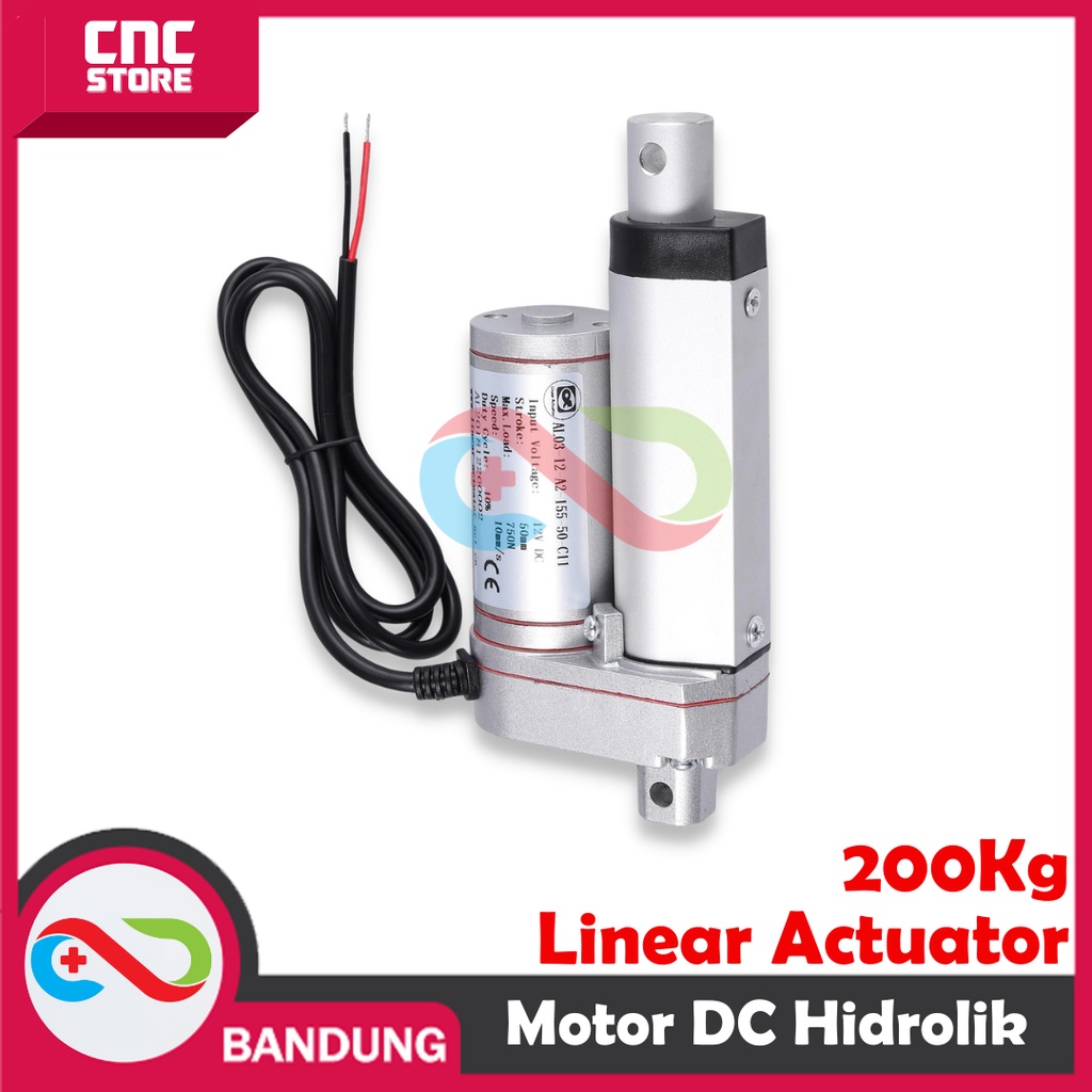 LINEAR ACTUATOR MOTOR DC 12V HIDROLIK HYDRAULIC 10MM 2000N 200KG 1CM