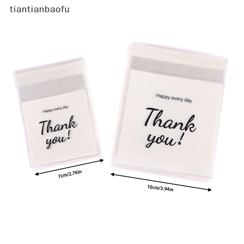 [tiantianbaofu] 100 Pcs/Pack Thank You Clear Bags Self Adhesive Permen Cookie Bakery Pastry Bags Butik