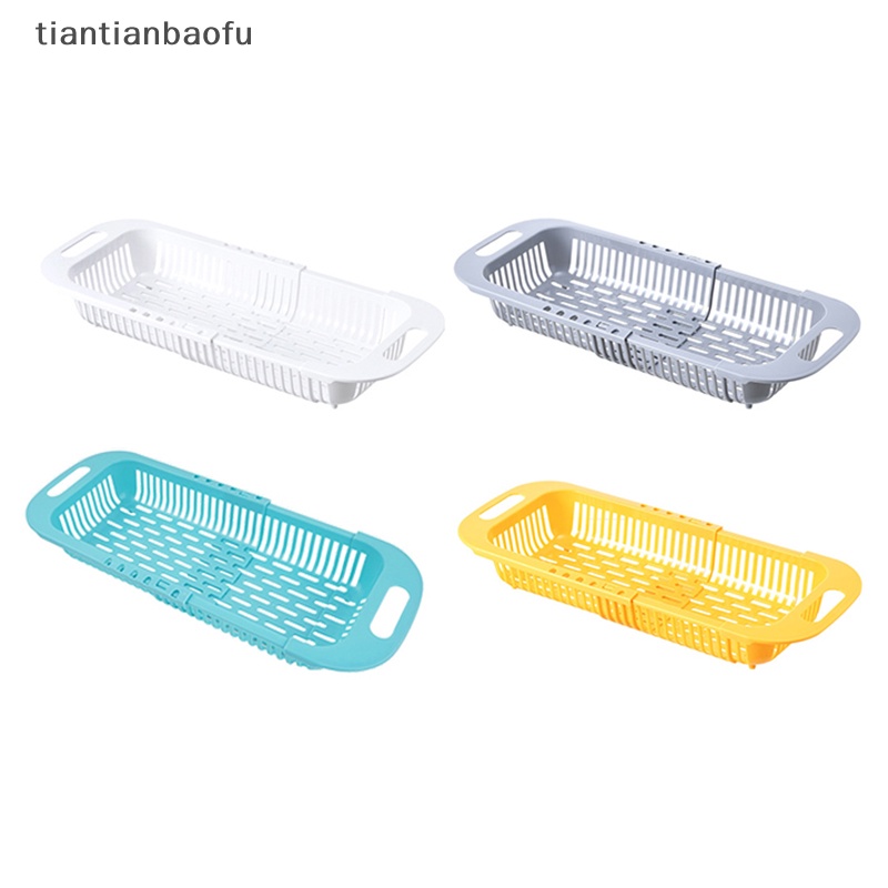 [tiantianbaofu] New Organizer Sayuran Adjustable Rak Wastafel Dapur Drain Basket Telescopic Boutique