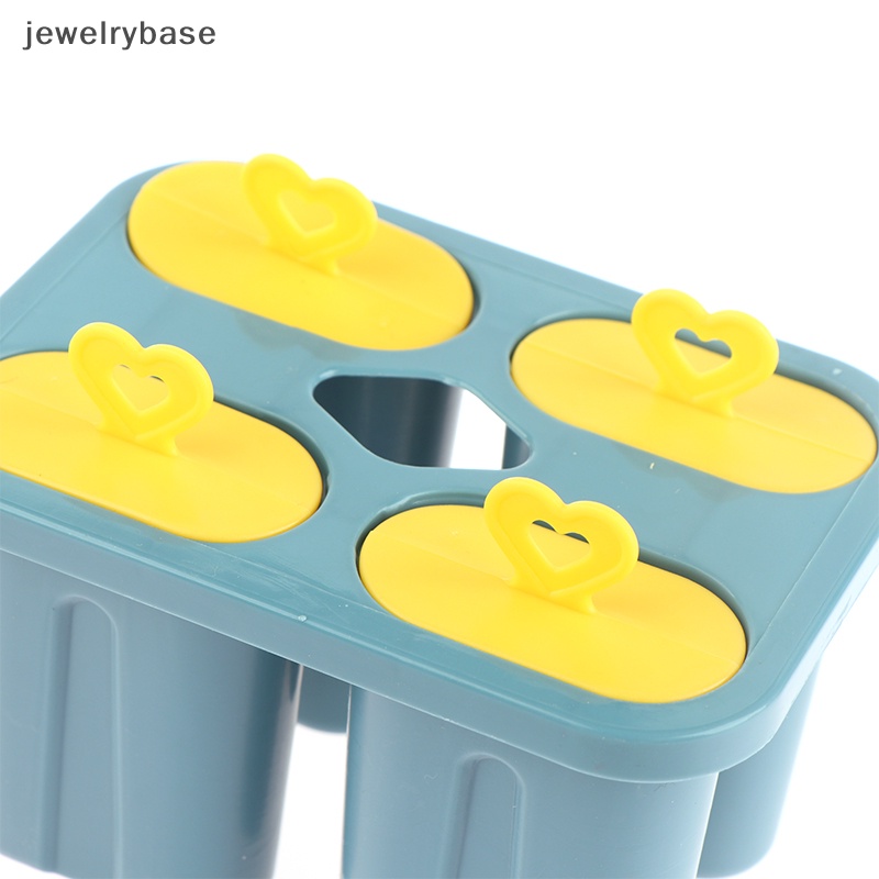 [jewelrybase] Cetakan Es Krim Frozen Plastik Juice Popsicle Maker Lolly Mould 4sel Butik