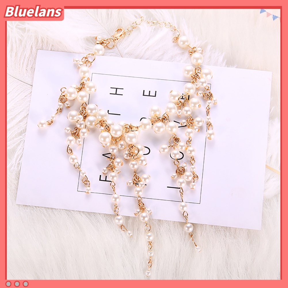 [BLS] Fashion Mutiara Imitasi Rumbai Gelang Wanita Pesta Cocktail Perhiasan Pesona Hadiah