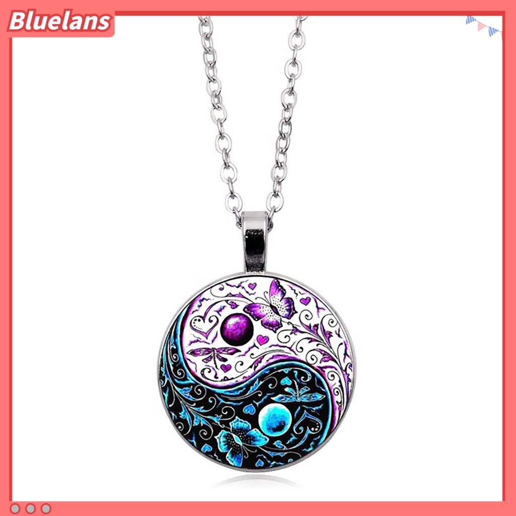 [BLS] Tai Chi Liontin Unisex Kalung Gaya China Fashion Jewelry Kalung Sweater Motif Kupu-Kupu Dua Warna Untuk Halloween
